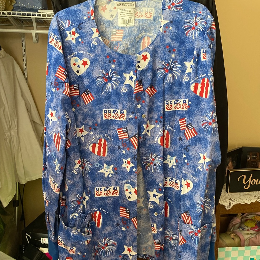Fourth of July scrub jacket